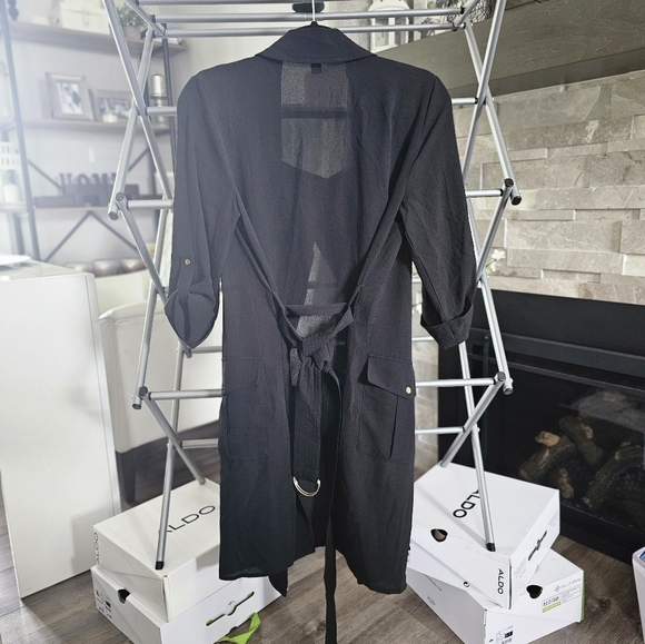 Black Crep Trench style Jacket from Le Château - Picture 3 of 5